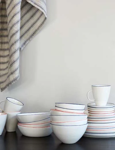 Abbesses Small Bowl Blue Rim - Set of 4 - Image 7